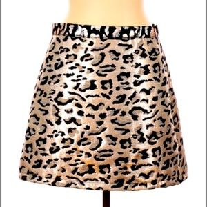 Topshop gold leopard print skirt